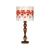 Traditionele Houten Tafellamp met Lampenkap Roses (Wit)