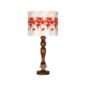 Traditionele Houten Tafellamp met Lampenkap Roses (Wit)