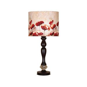 Traditionele Houten Tafellamp met Lampenkap Rose II (Cream)