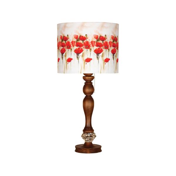 Traditionele Houten Tafellamp met Lampenkap Roses (Wit)