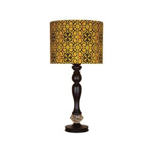 Traditionele Houten Tafellamp met Perzisch Geïnspireerde Lampenkap Samar
