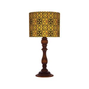 Traditionele Houten Tafellamp met Perzisch Geïnspireerde Lampenkap Sunny