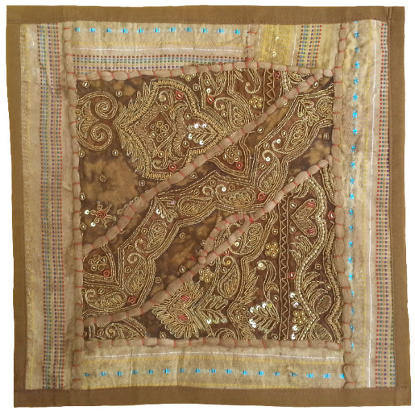 Geborduurde Kussenhoes – Bruine Suzani Design