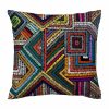 Groene Etnische Velvet Kussenhoes – Geometrisch Design