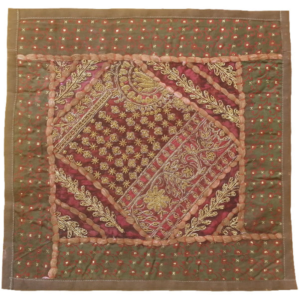 Geborduurde Kussenhoes – Bruine Suzani Design