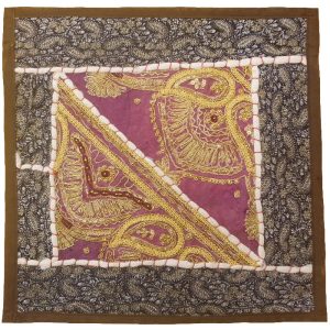 Geborduurde Kussenhoes – Paarse Suzani Design