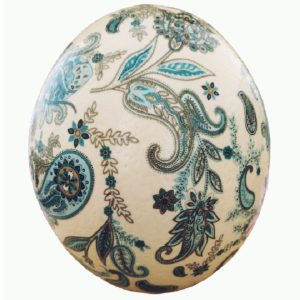 Perzische Decoratieve Struisvogelei – Blauw Handgeschilderd