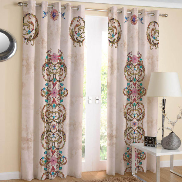 Gedrukte Fluwelen Oogletgordijn – Bloem Design