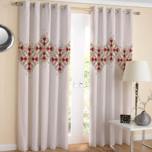 Gedrukte Fluwelen Oogletgordijn – Rood Design