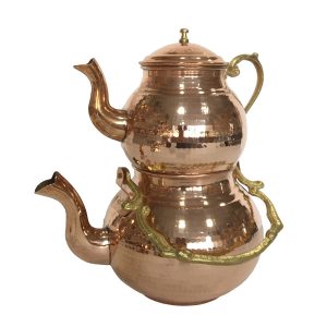 Perzische Koperen Dubbele Theepot Duurzaam & Gehamerd – Dabir