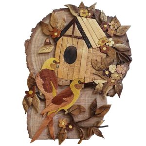 Houten Mozaïek Wanddecoratie Frame Model Vogel