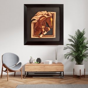 Khatamkari Houten Inlegkunst – Artistiek Paard