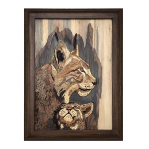 Ingelijste Houten Gesneden Kunst – Dieren Thema Kat