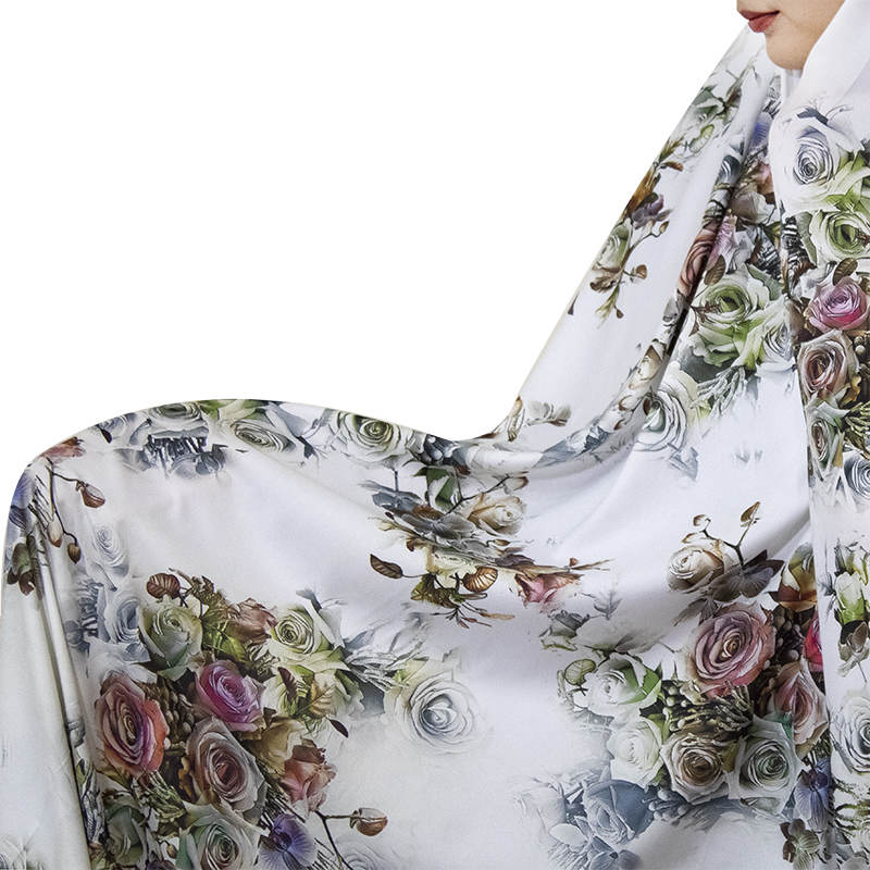 Gebedschador voor dames – Lange hoofddoek met bloemenboeket-print