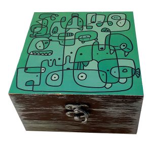 Houten Doos voor Cadeau met Artistiek Patroon – Naghashi