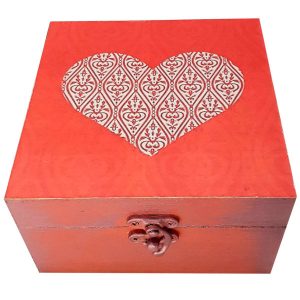 Houten Doos voor Cadeau met Artistiek Patroon – Hart