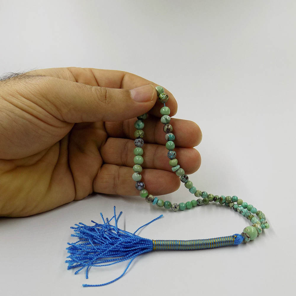 Perzische Neyshabur Turquoise Rozenkrans Gebed 66 Kralen Handgemaakte Tasbih