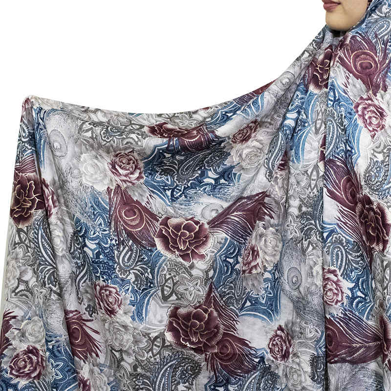 Perzische Chador Raya — Blauw Floraal Patroon