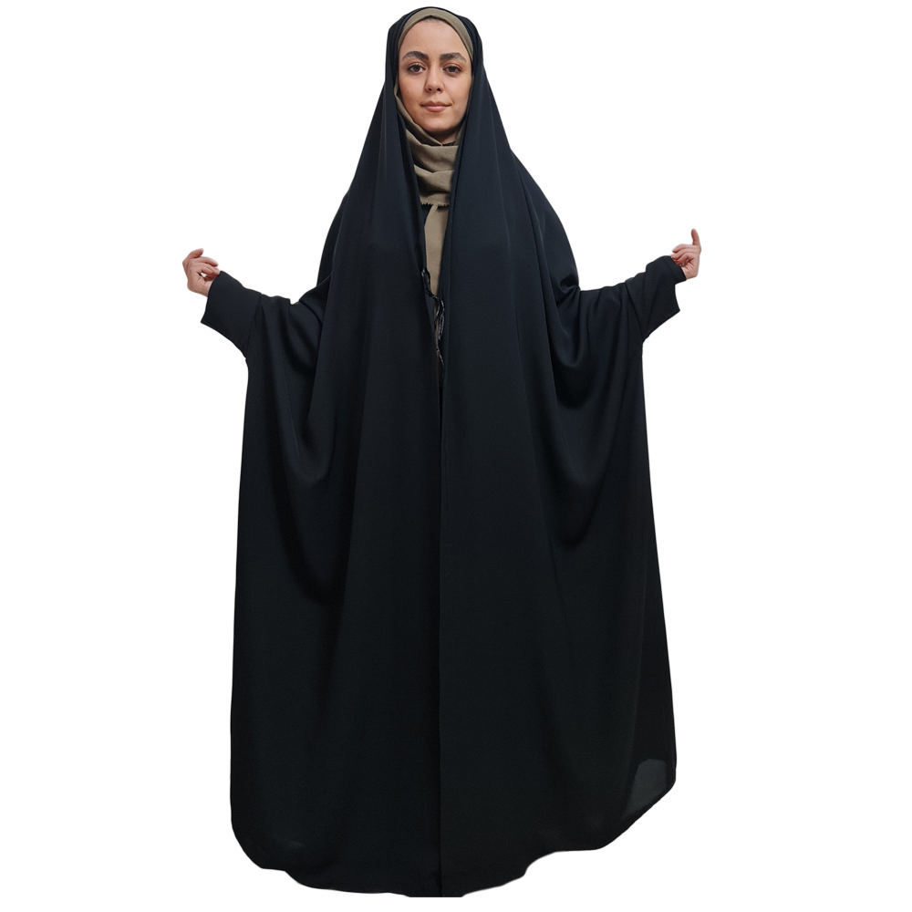 Zwarte abaya-chador met mouwen – Volledig bedekkende moslim kleding (Hami)