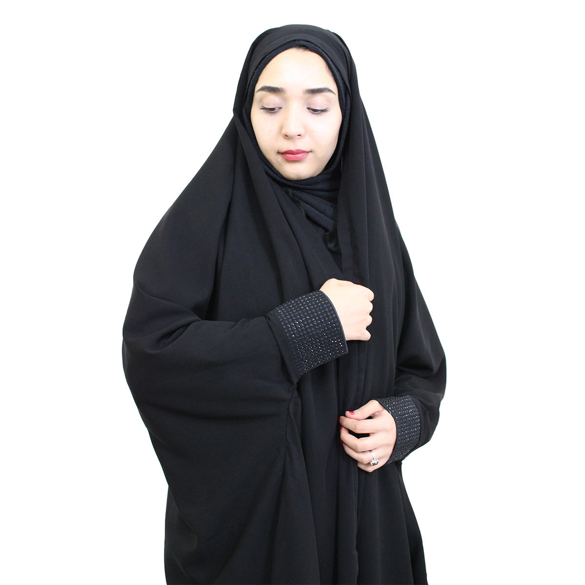Zwarte moslim chador in Jemen-stijl – Dames abaya-hijab (Yaman)