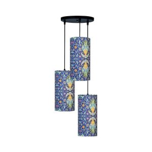 Stoffen Cluster Hanglamp met Fluwelen Cilinder Lampenkap – Kazemi