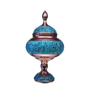 Handgemaakte Perzische Ingelegde Turquoise Koperen Suikerpot