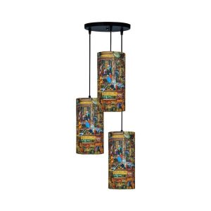 Stoffen Cluster Hanglamp met Fluwelen Cilinder Lampenkap – Kazemi II