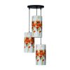 Stoffen Cluster Hanglamp met Fluwelen Cilinder Lampenkap – Rode Bloemen