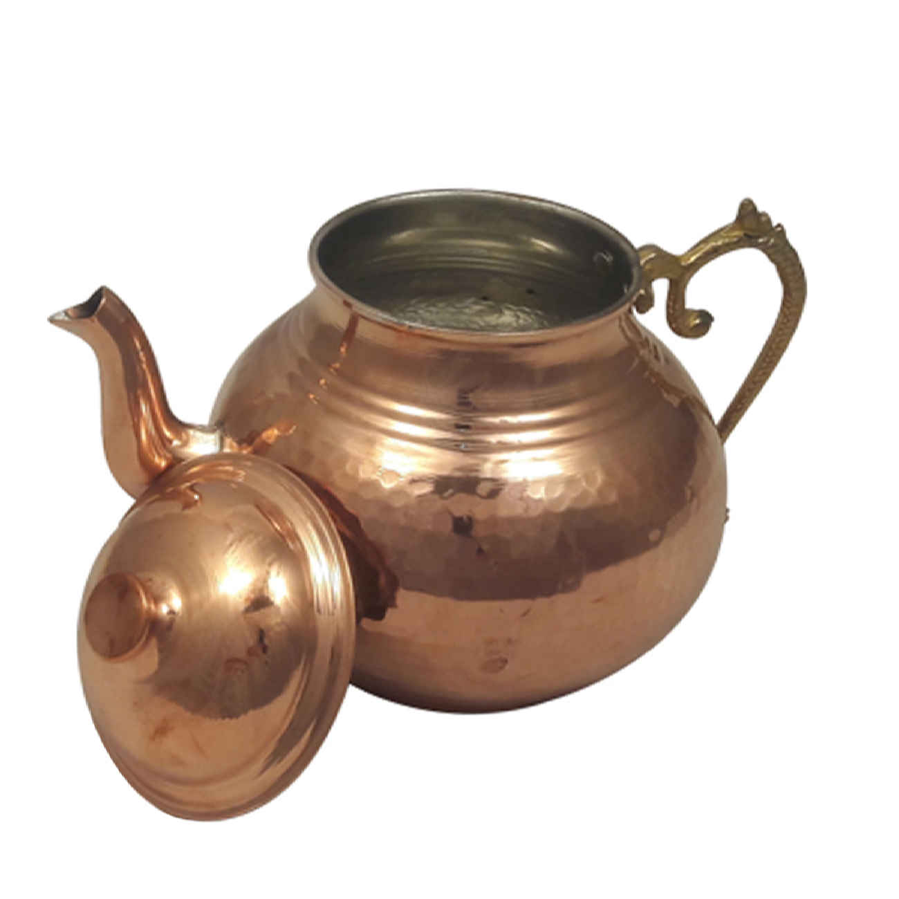 Perzische Koperen Dubbele Theepot Gehamerd & Duurzaam – Azar