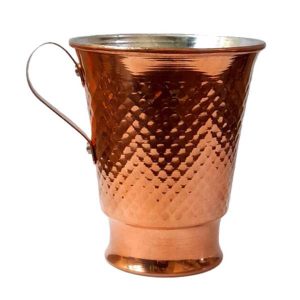 Perzische Koperen Beker – Handgemaakt met Handvat voor Koude Dranken – Gehamerd Lux