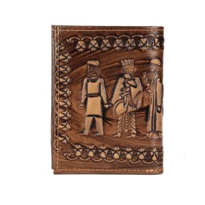 Perzische Leren Bifold Portemonnee met Achaemenes Design