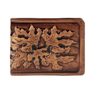 Perzische Leren Bifold Portemonnee met Afra Design