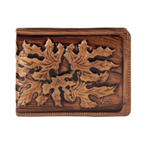 Perzische Leren Bifold Portemonnee met Afra Design