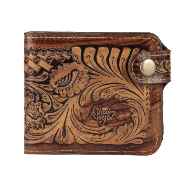 Perzische Leren Bifold Portemonnee met Anil Design