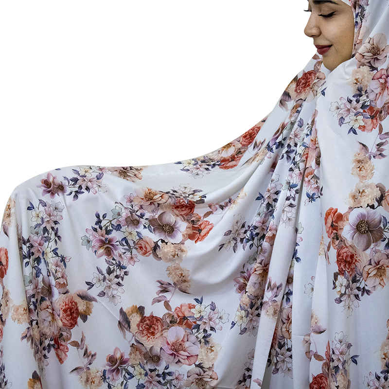 Islamitische chador met roze bloemen – Traditionele dames gebedsjurk