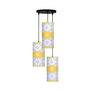 Stoffen Cluster Hanglamp met Fluwelen Cilinder Lampenkap – Afshar