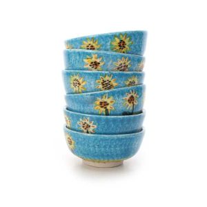 Handgemaakte Blauwe Aardewerkkommen – Set van 6