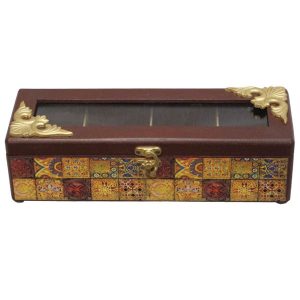 Houten Thee Organizer in Gouden Toon