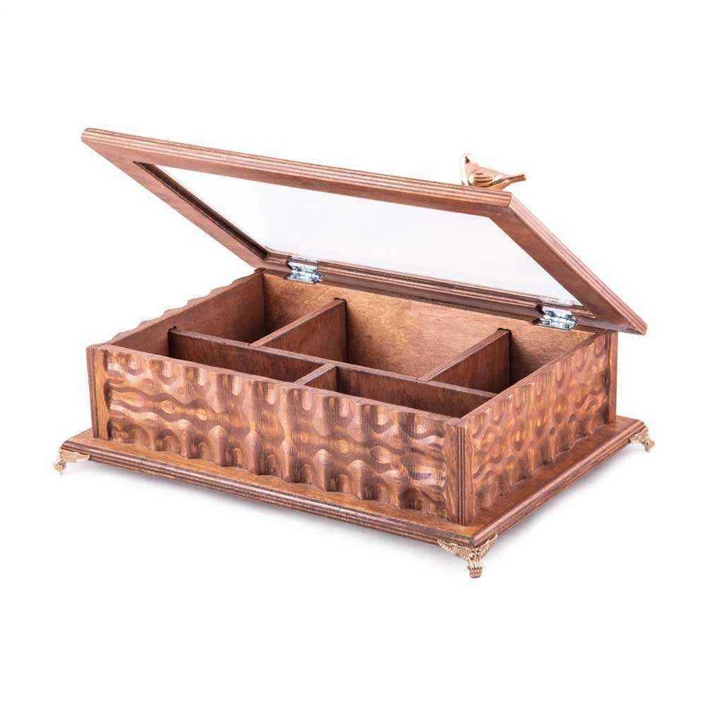 Diba Houten Organizer Doos – Box met sectionele thee-opslag