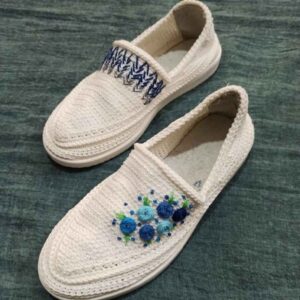 Giveh Schoenen – Perzisch handgemaakt Schoeisel Blauwe Bloem Model