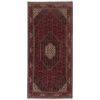 Handgeknoopt Perzisch Bijar Hoor 2-Meter Loper (Mahi / Herati Patroon) - Rode Zijde & Wol