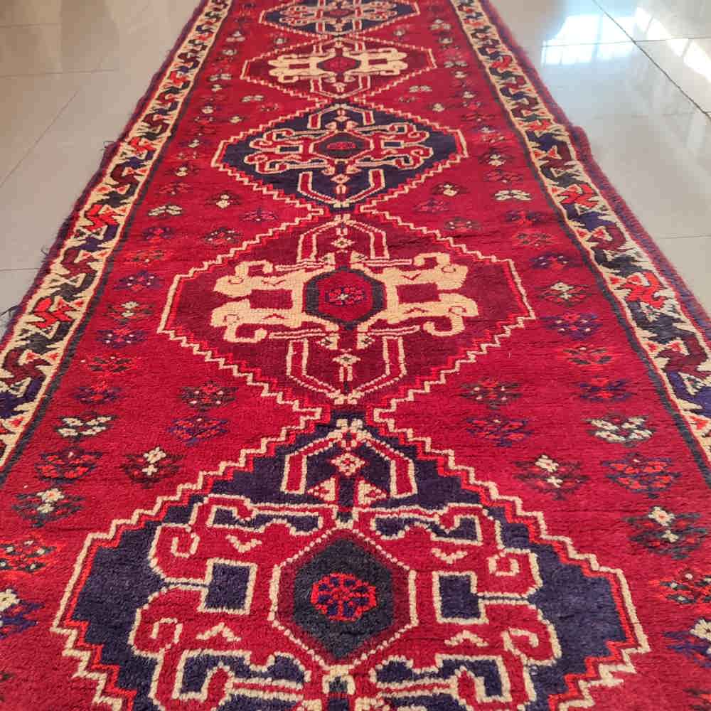 Handgeknoopt Perzisch Bakhtiyari Arezoo Loper (Bakhtiari Garden Panel) – Zwarte Wol