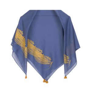 Perzische Damessjaal – Artistiek Blauw Eshgh Kalligrafie Design