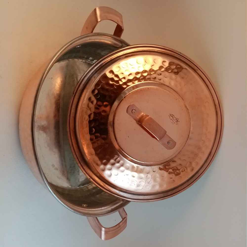 Perzische koperen sauteerpan – Handgemaakt met deksel (Faraz Model)