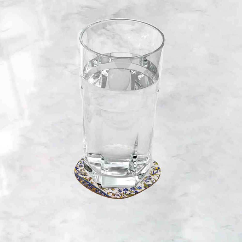 Qajar Tegels Iraanse Florale Onderzetters – Ronde Artistieke Houten Set