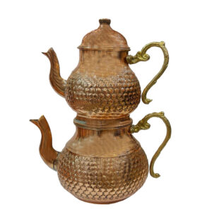 Perzische Dubbele Koperen Theepot – Janan Gehamerd Design
