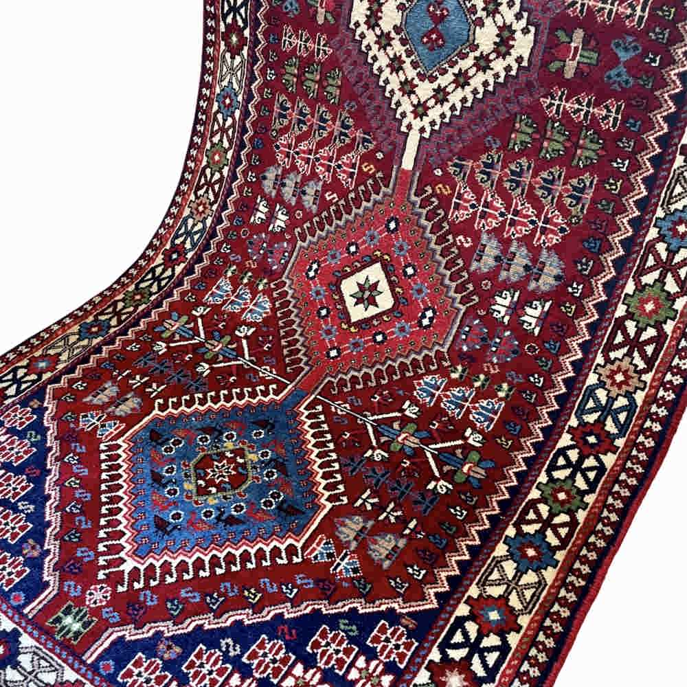 Handgeknoopt Perzisch Bakhtiyari Arsalan Loper (Tribale Geometrische Ruit) – Rode Wol