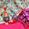 Decokoperen vaas handbeschilderd met Perzisch Minakari-email, Tahoora-model met een klassiek bloemenpatroon