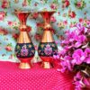 Decokoperen vaas handbeschilderd met Perzisch Minakari-email, Tahoora-model met een klassiek bloemenpatroon
