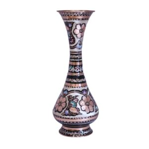 Decoratieve koperen vaas handbeschilderd met Perzisch Minakari-emaille Yavar
